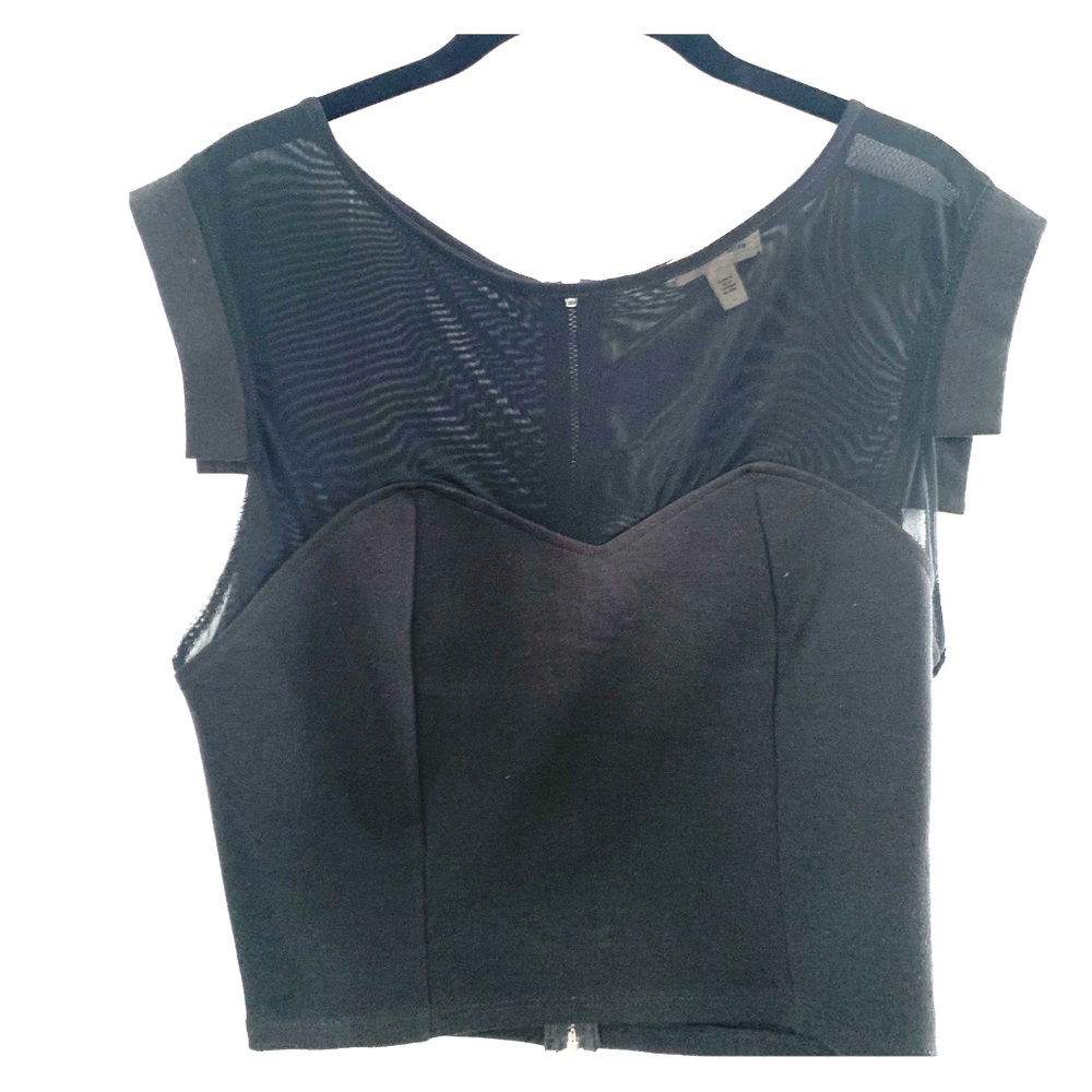 Silence + Noise Illusion neck & Sleeve Crop Top